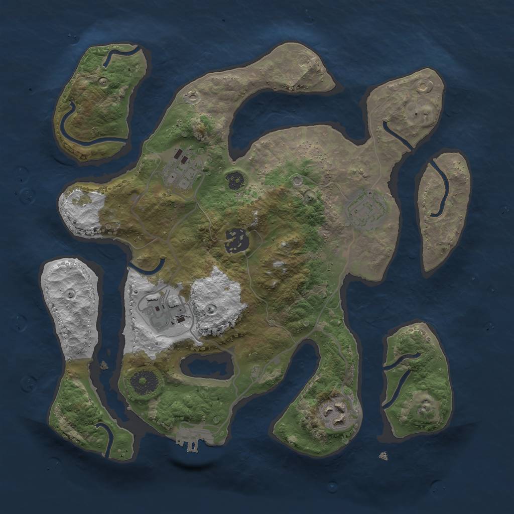 Rust Map: Procedural Map, Size: 3000, Seed: 130519491, 8 Monuments