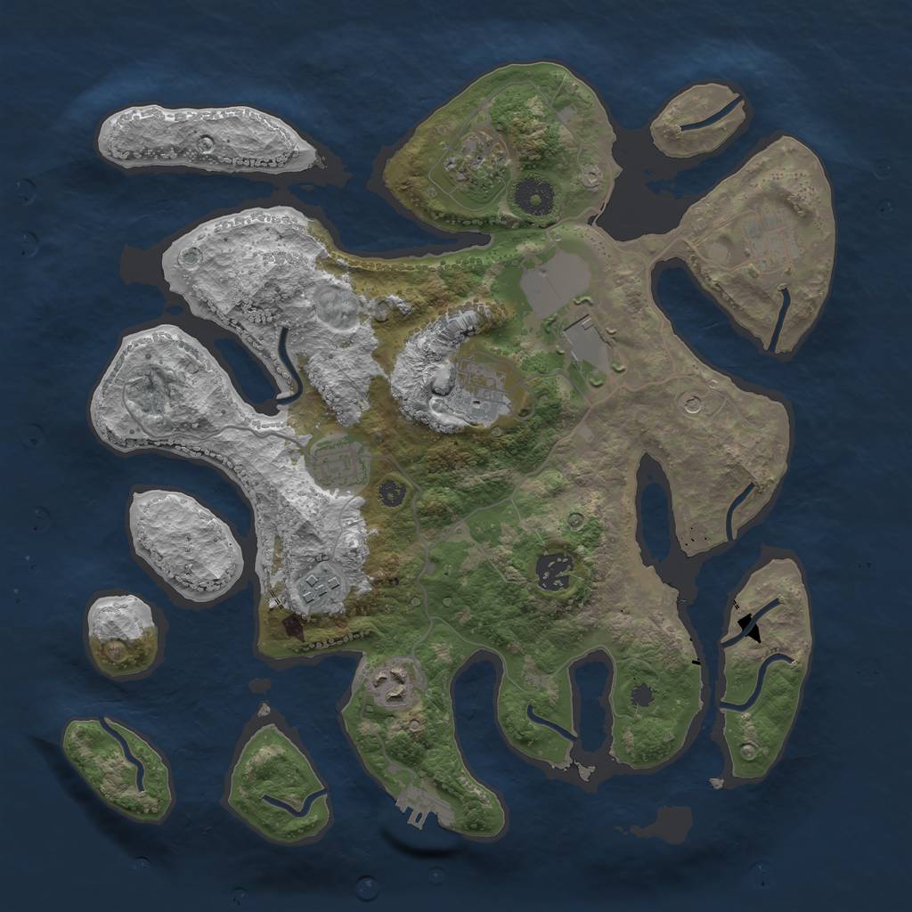 Rust Map: Procedural Map, Size: 3500, Seed: 1230887, 12 Monuments