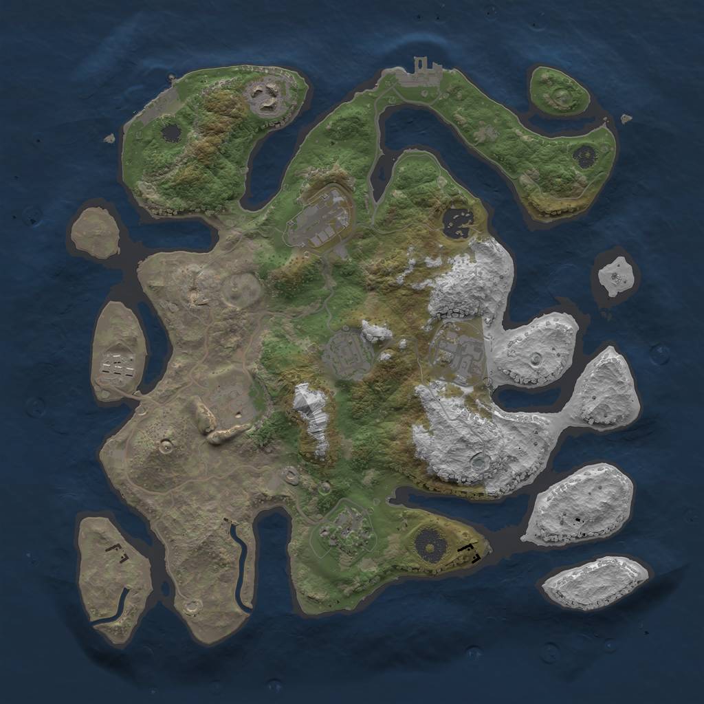 Rust Map: Procedural Map, Size: 3300, Seed: 39840, 12 Monuments