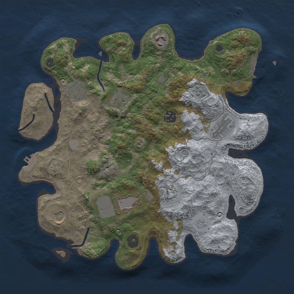 Rust Map: Procedural Map, Size: 3500, Seed: 123458, 18 Monuments