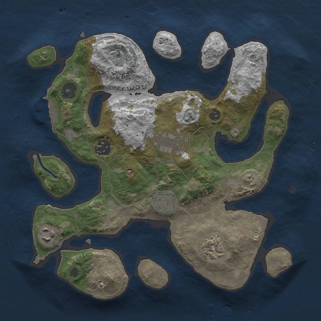 Rust Map: Procedural Map, Size: 3000, Seed: 874764245, 8 Monuments