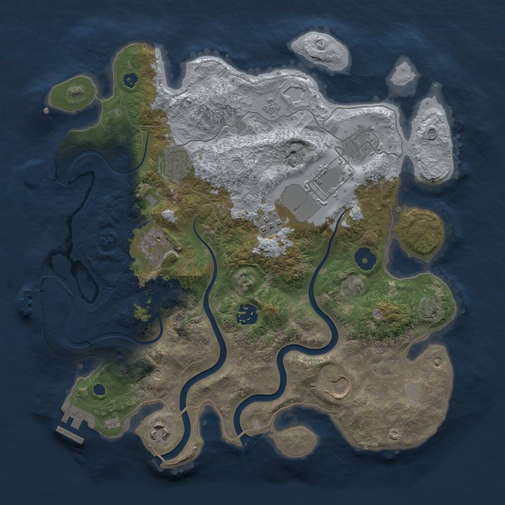 Rust Map: Procedural Map, Size: 3500, Seed: 647383221, 14 Monuments