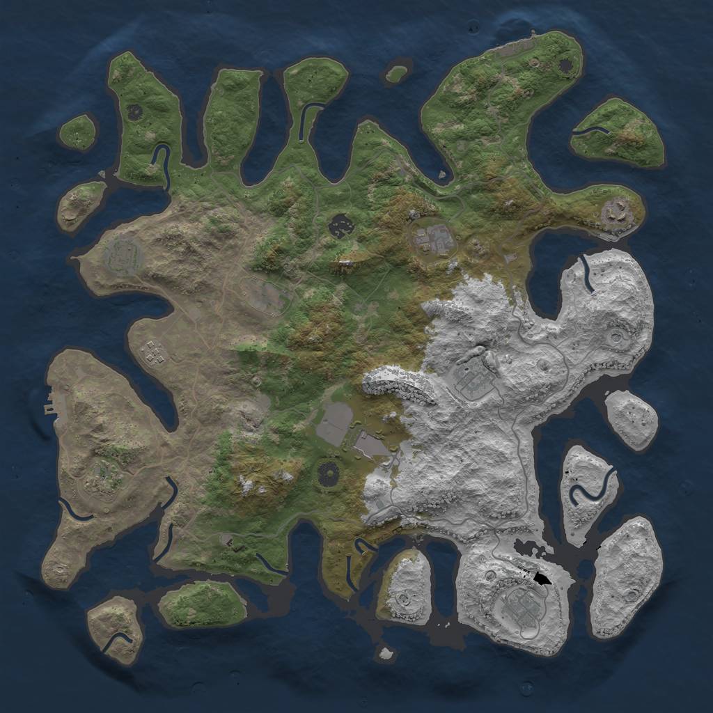 Rust Map: Procedural Map, Size: 4500, Seed: 11607, 15 Monuments
