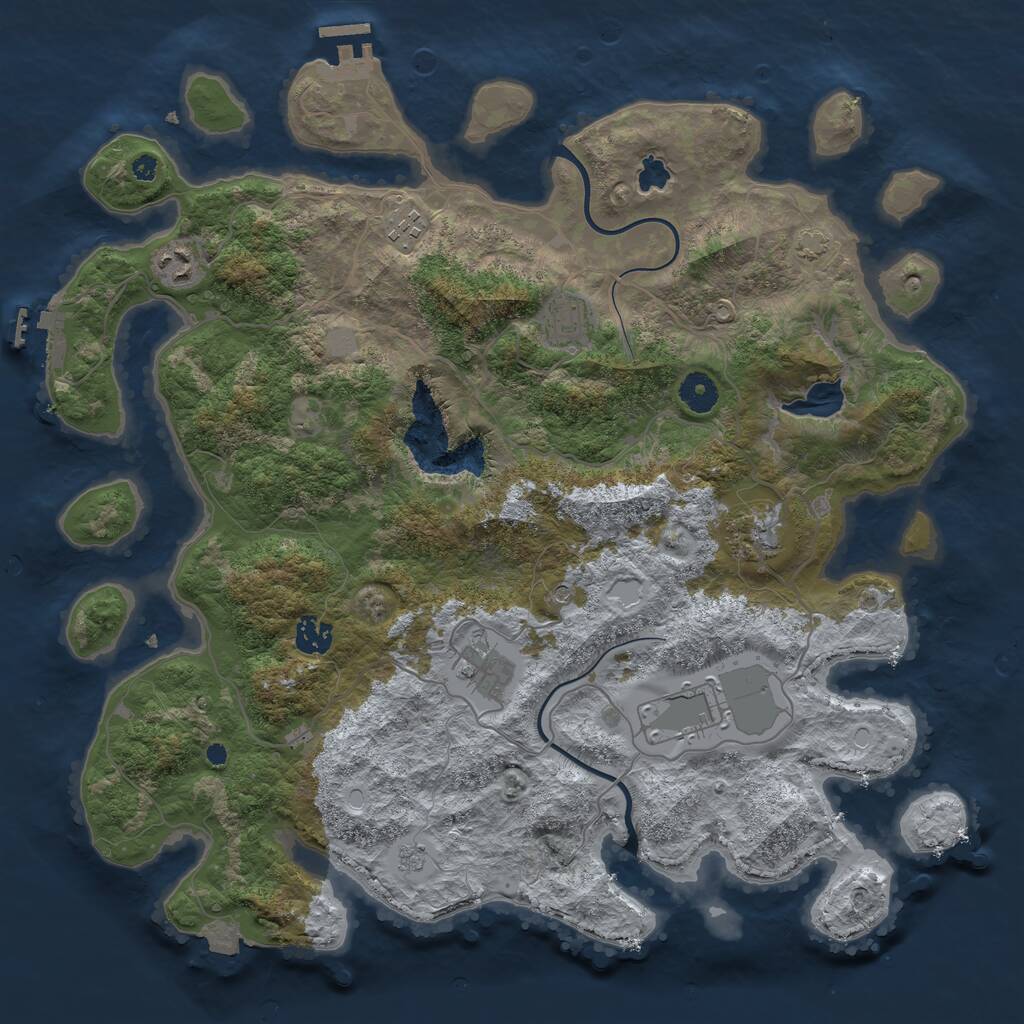 Rust Map: Procedural Map, Size: 4000, Seed: 795696, 13 Monuments