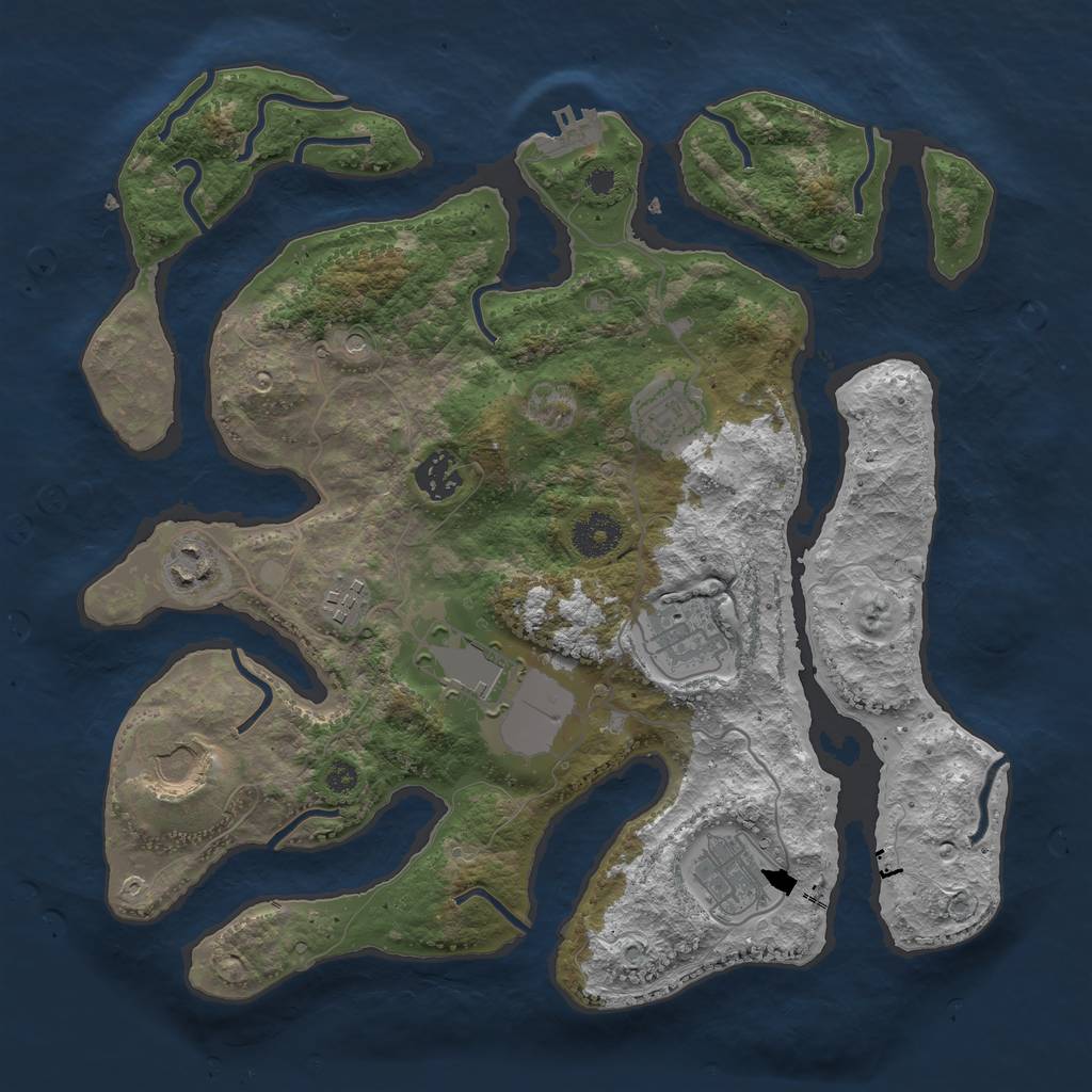 Rust Map: Procedural Map, Size: 3500, Seed: 658315136, 12 Monuments