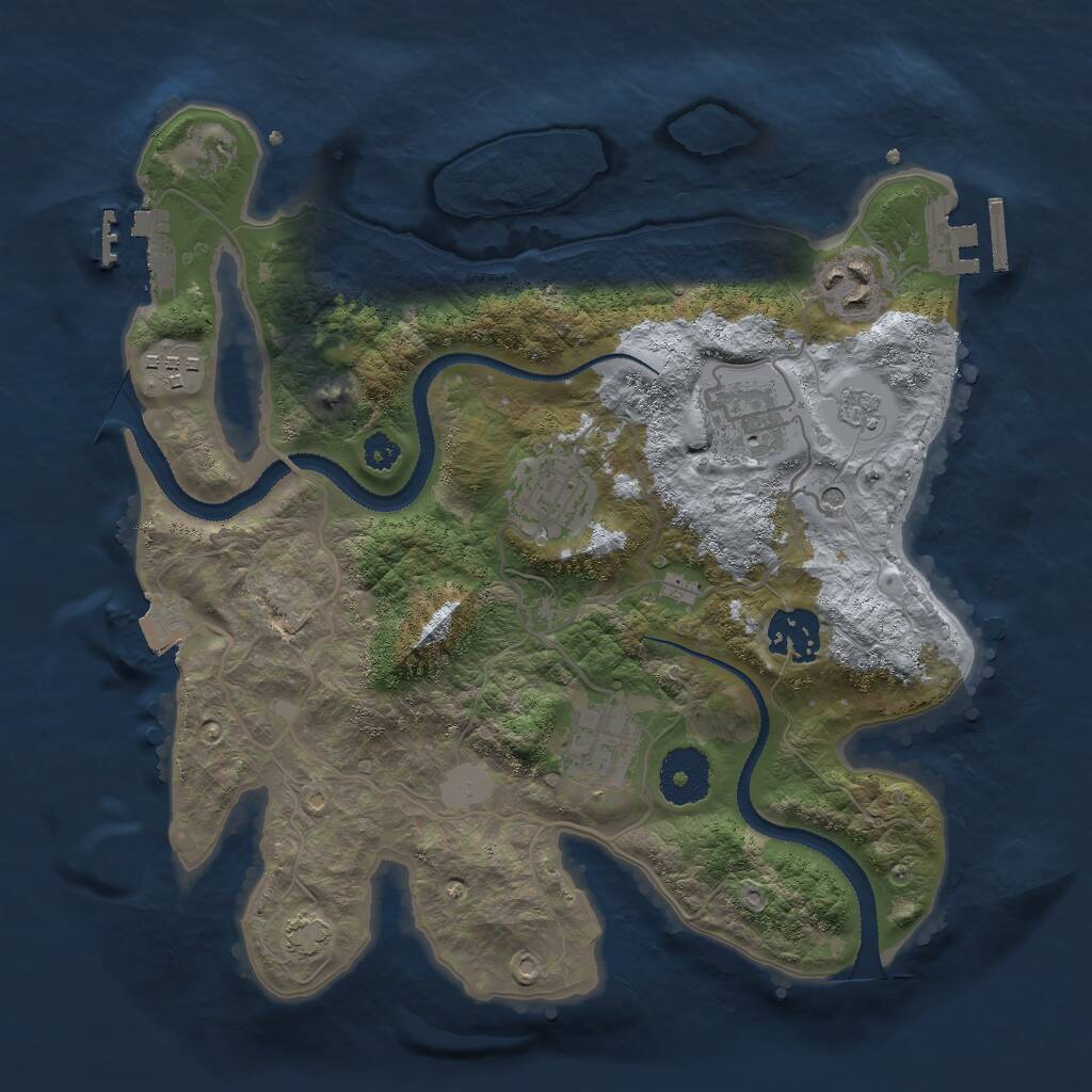 Rust Map: Procedural Map, Size: 3000, Seed: 1443058172, 12 Monuments