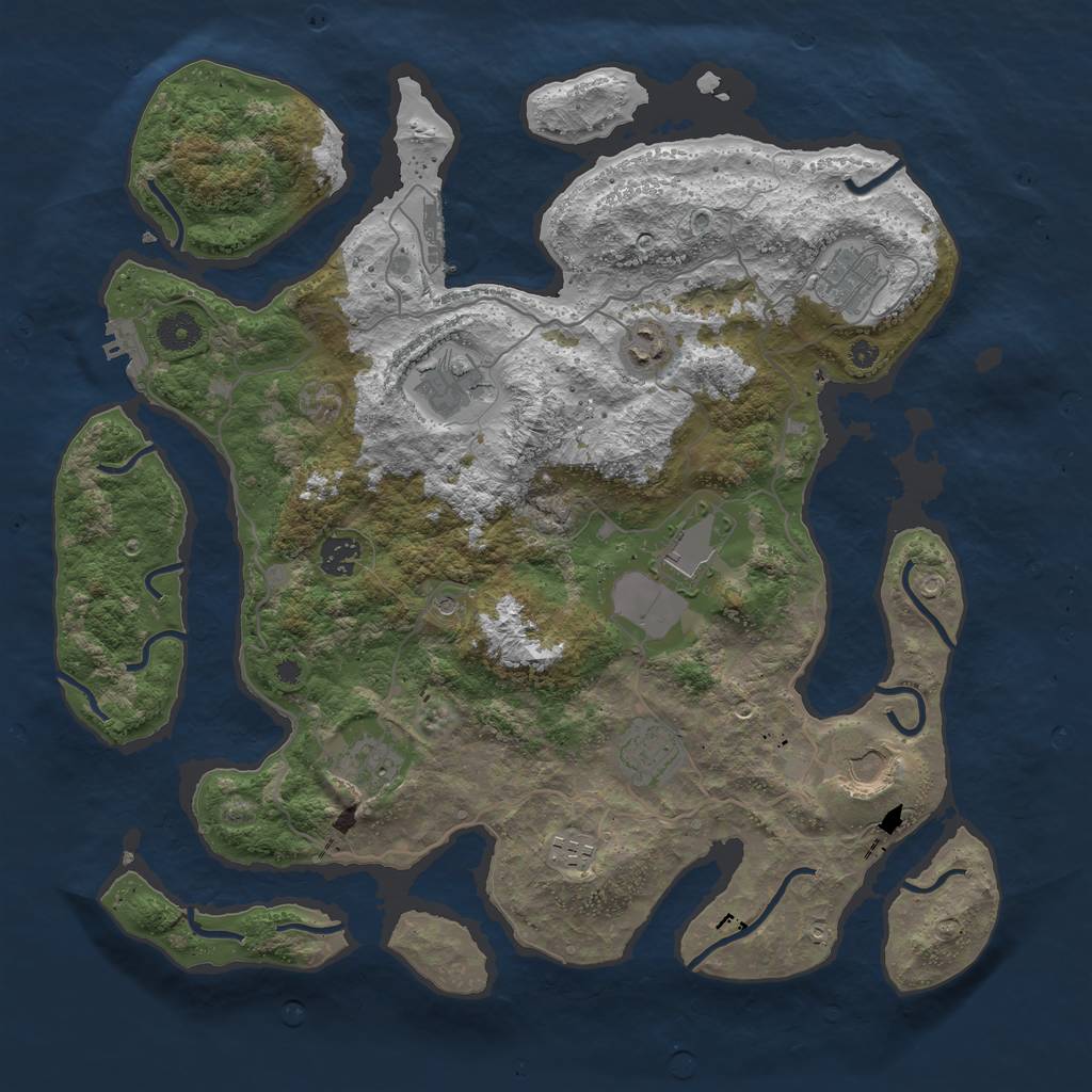 Rust Map: Procedural Map, Size: 4000, Seed: 865234, 14 Monuments