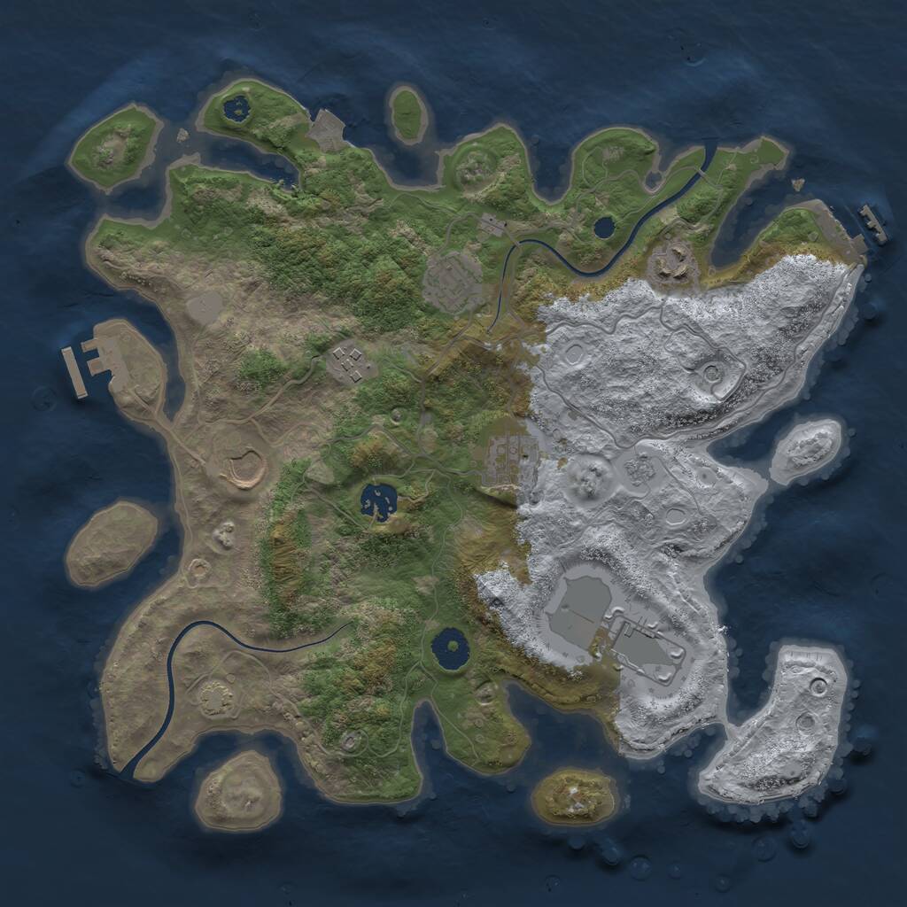Rust Map: Procedural Map, Size: 3500, Seed: 47187633, 13 Monuments