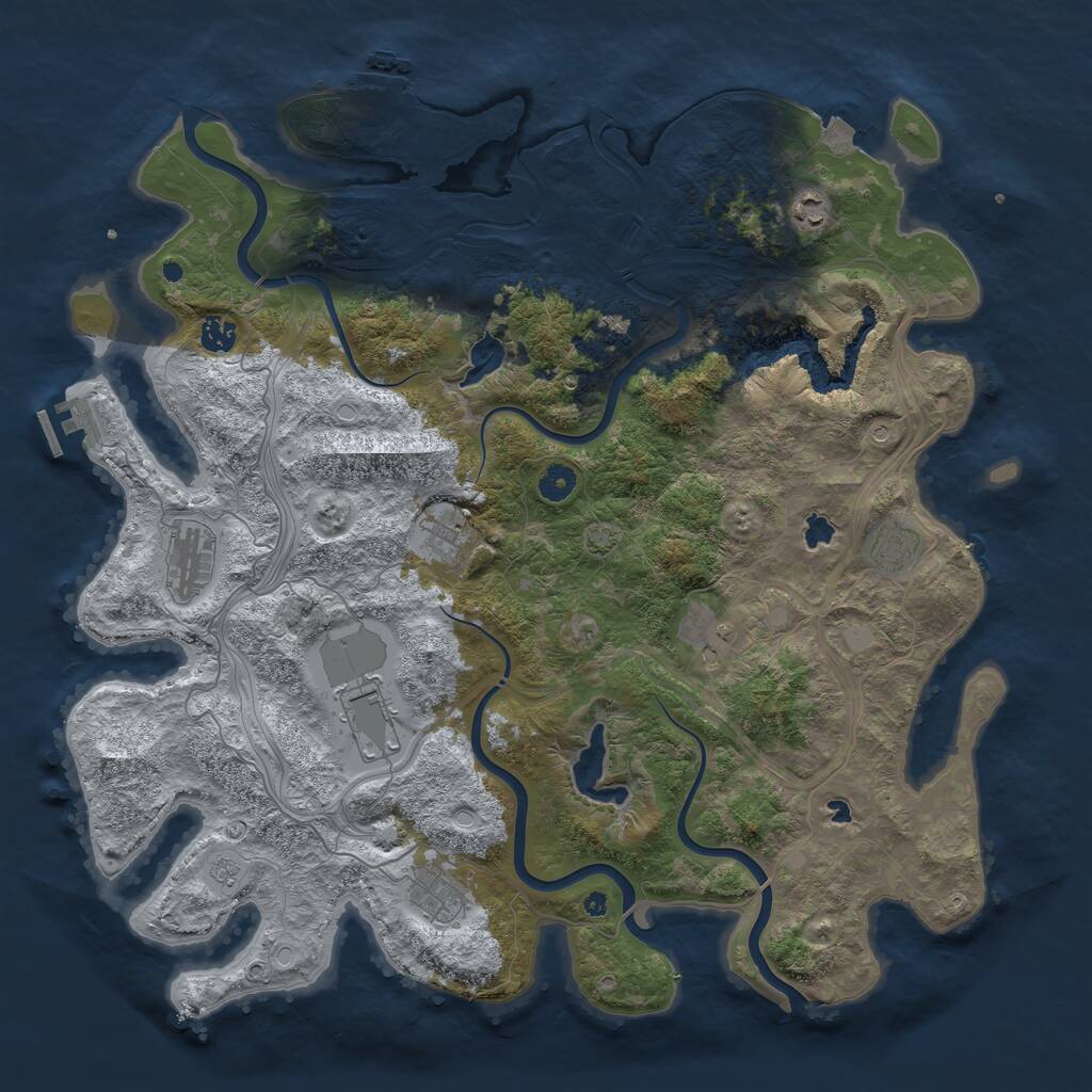 Rust Map: Procedural Map, Size: 4500, Seed: 51607, 15 Monuments