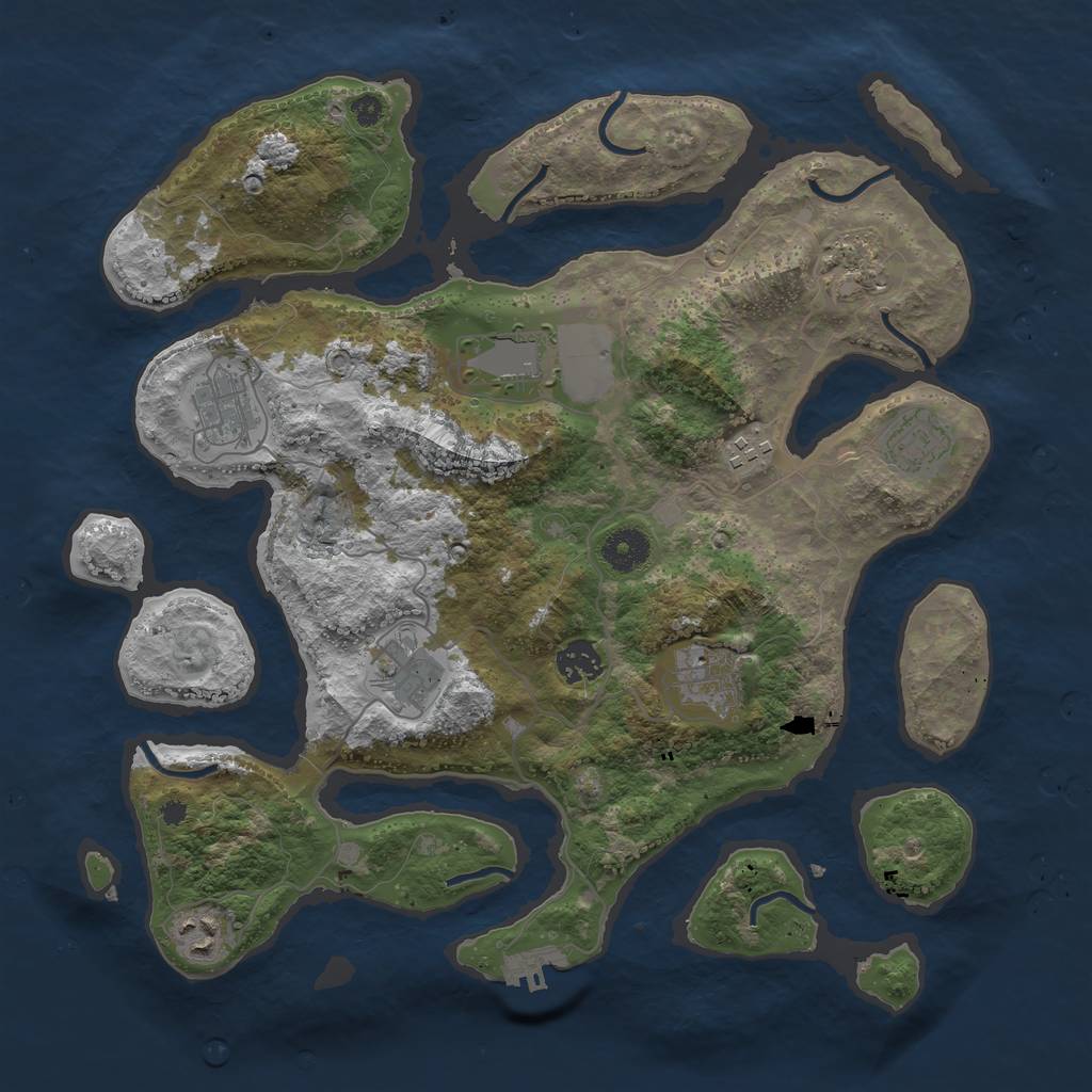 Rust Map: Procedural Map, Size: 3700, Seed: 136646449, 12 Monuments