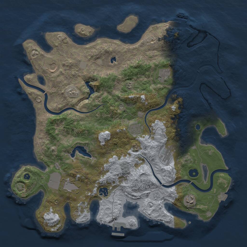 Rust Map: Procedural Map, Size: 4000, Seed: 432567, 14 Monuments