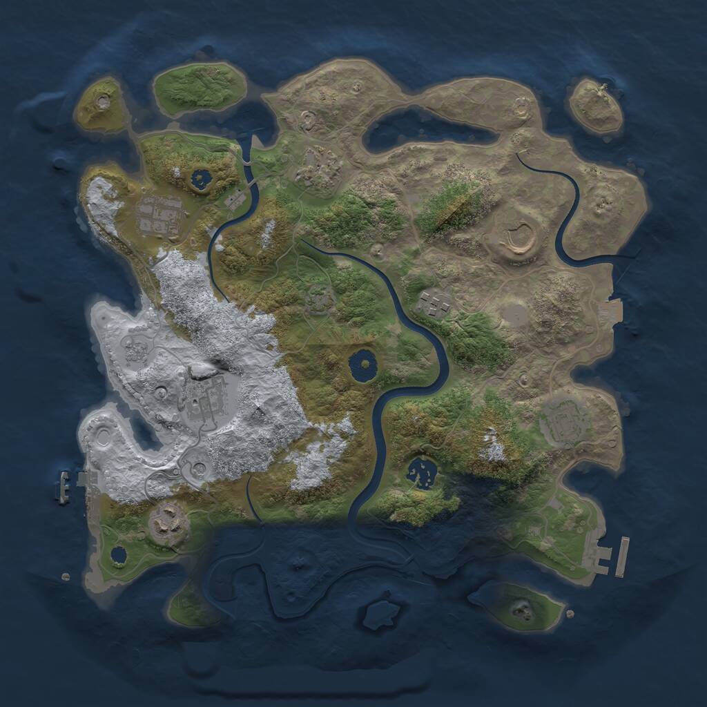 Rust Map: Procedural Map, Size: 3500, Seed: 345678, 14 Monuments