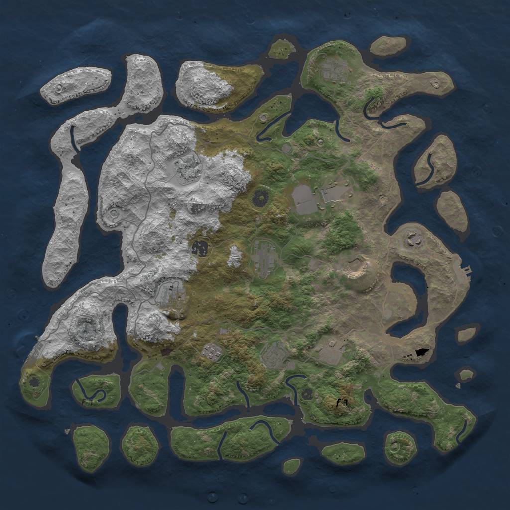 Rust Map: Procedural Map, Size: 4500, Seed: 31607, 16 Monuments