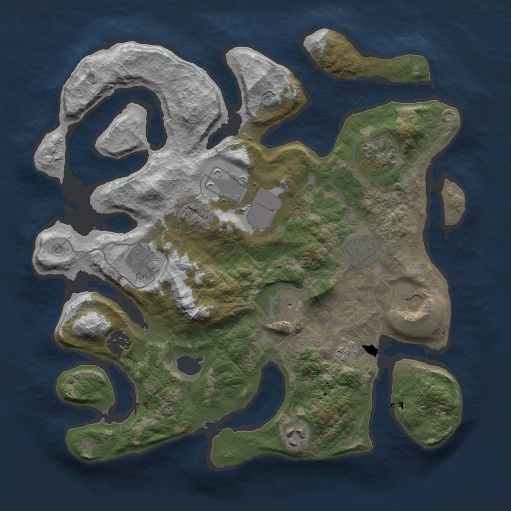 Rust Map: Barren, Size: 3500, Seed: 354, 12 Monuments