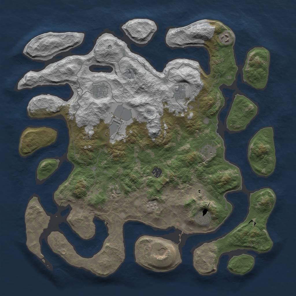 Rust Map: Barren, Size: 4500, Seed: 41607, 13 Monuments