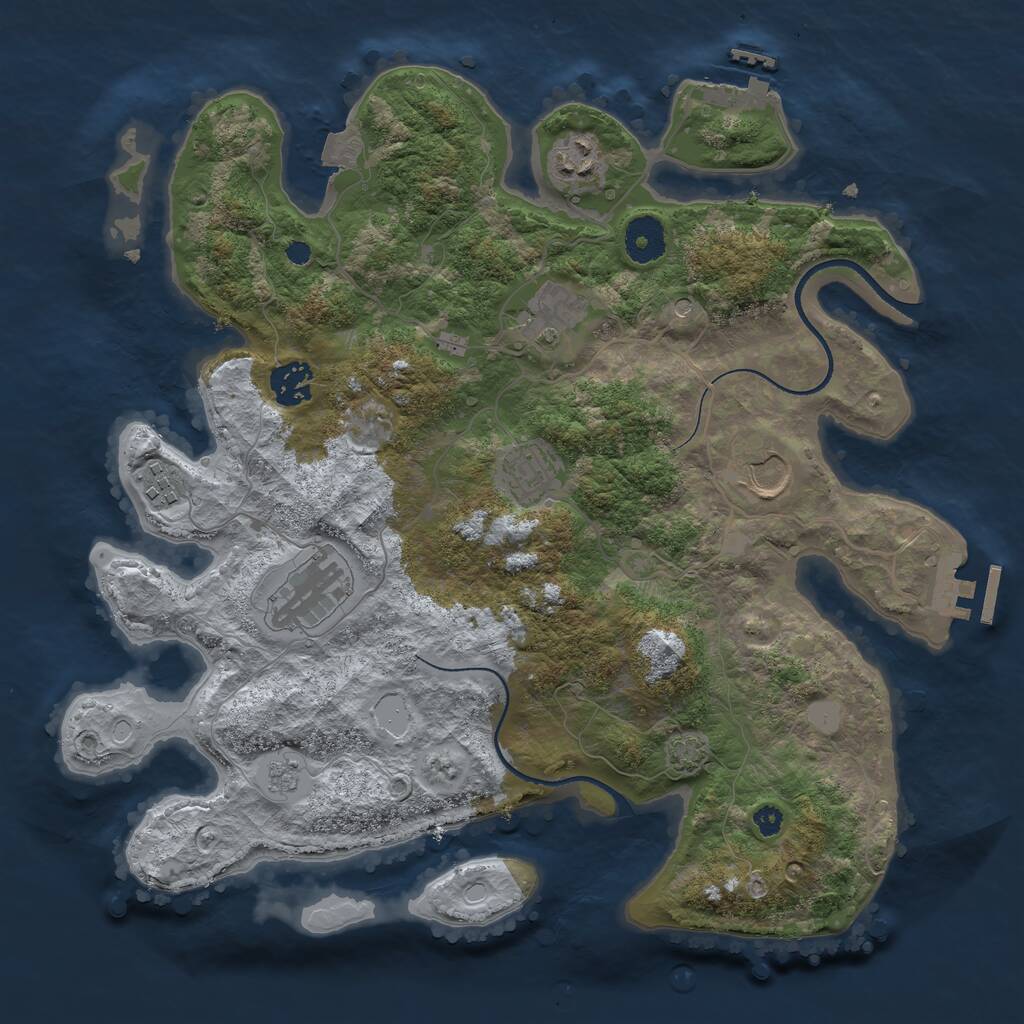 Rust Map: Procedural Map, Size: 3500, Seed: 1732761959, 13 Monuments