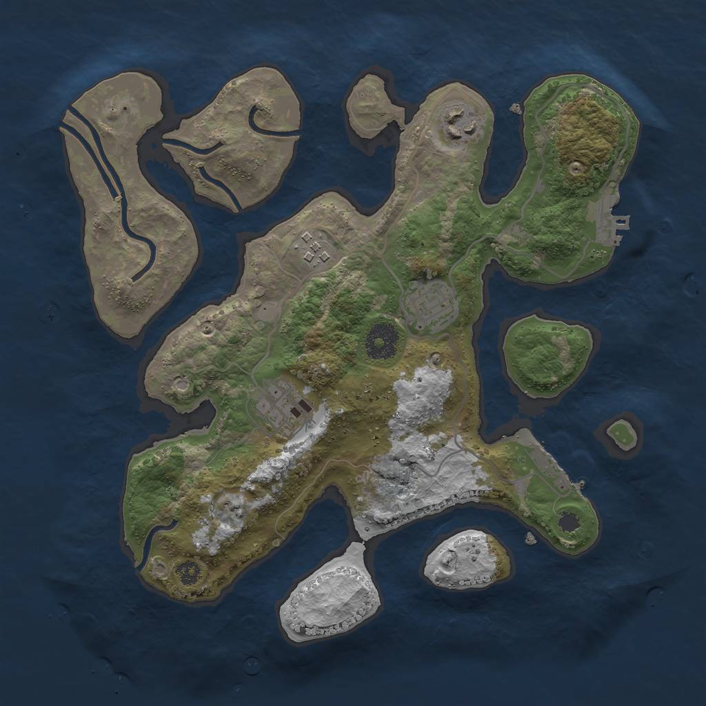 Rust Map: Procedural Map, Size: 3000, Seed: 825125166, 8 Monuments