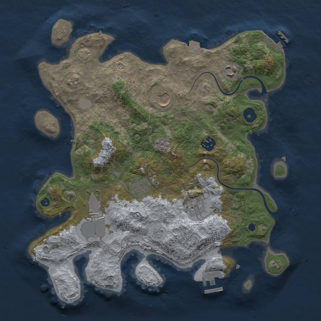 Rust Map: Procedural Map, Size: 3500, Seed: 122800, 12 Monuments
