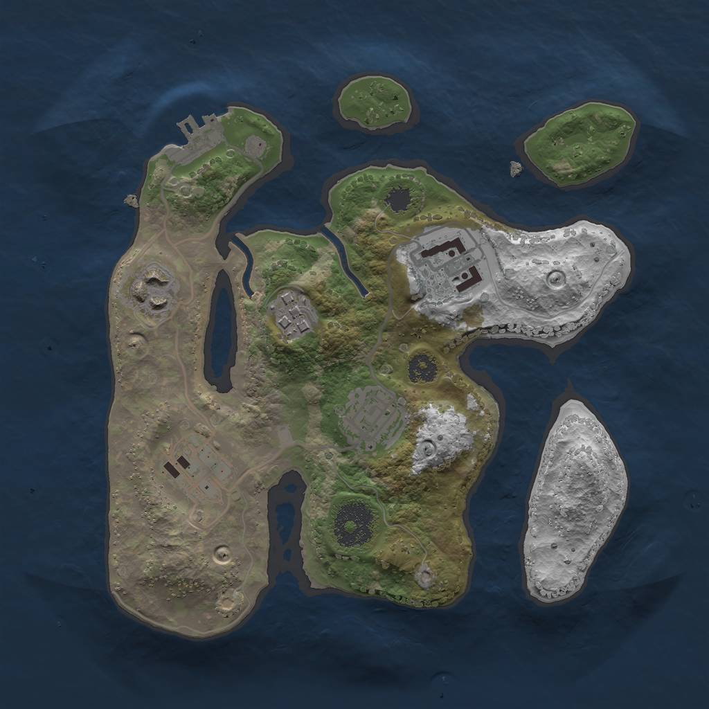 Rust Map: Procedural Map, Size: 2500, Seed: 1376, 8 Monuments