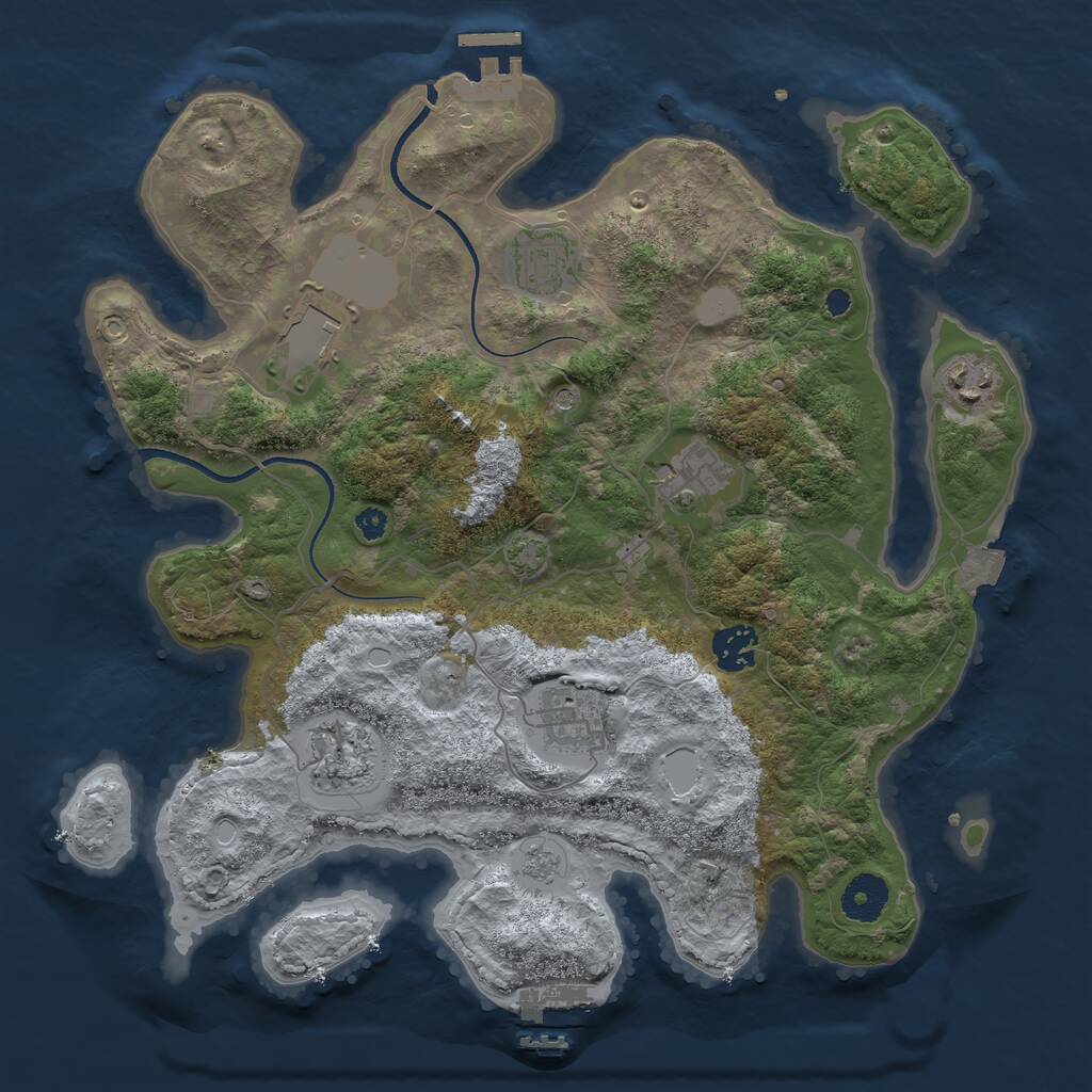 Rust Map: Procedural Map, Size: 3500, Seed: 1528173235, 13 Monuments