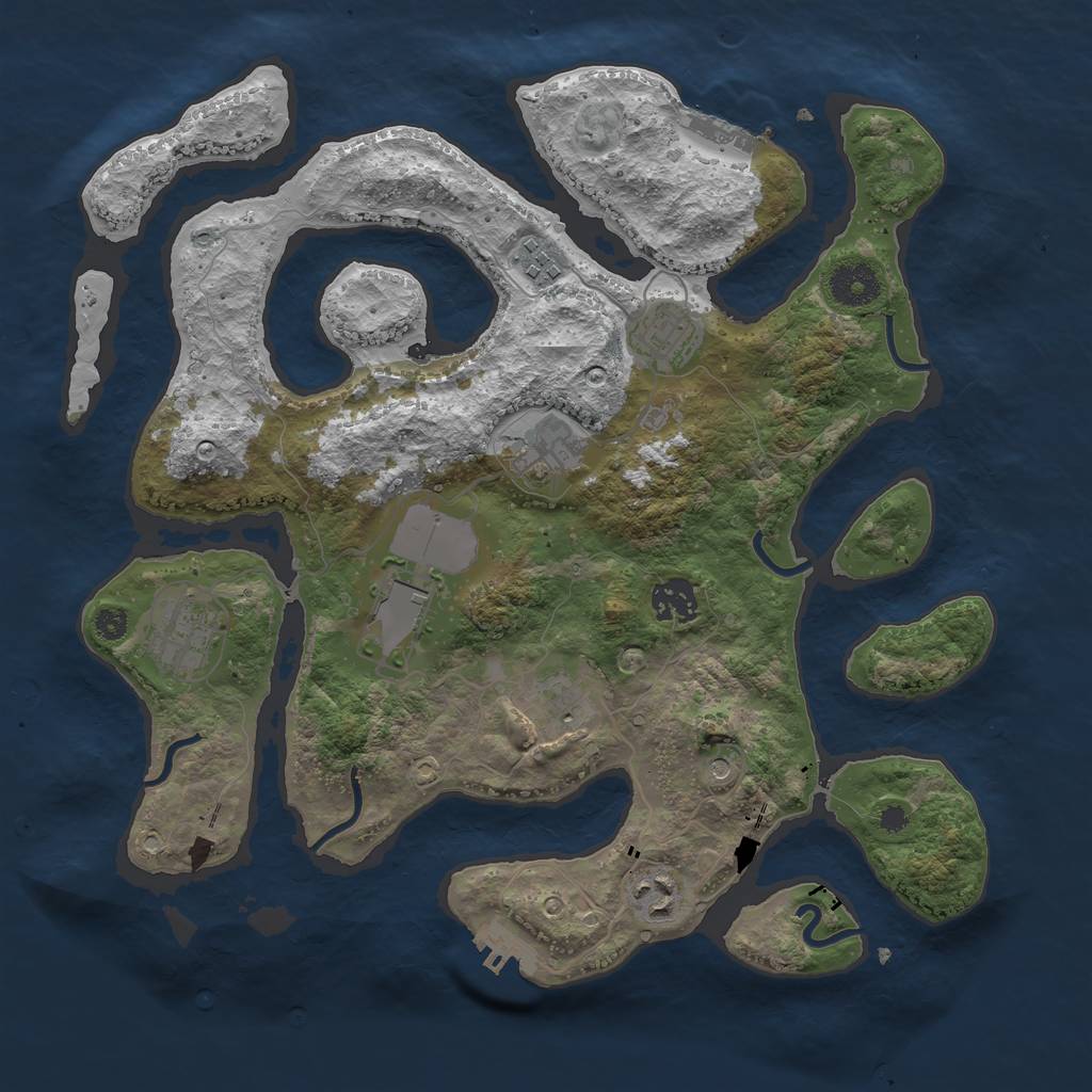 Rust Map: Procedural Map, Size: 3500, Seed: 401498944, 13 Monuments