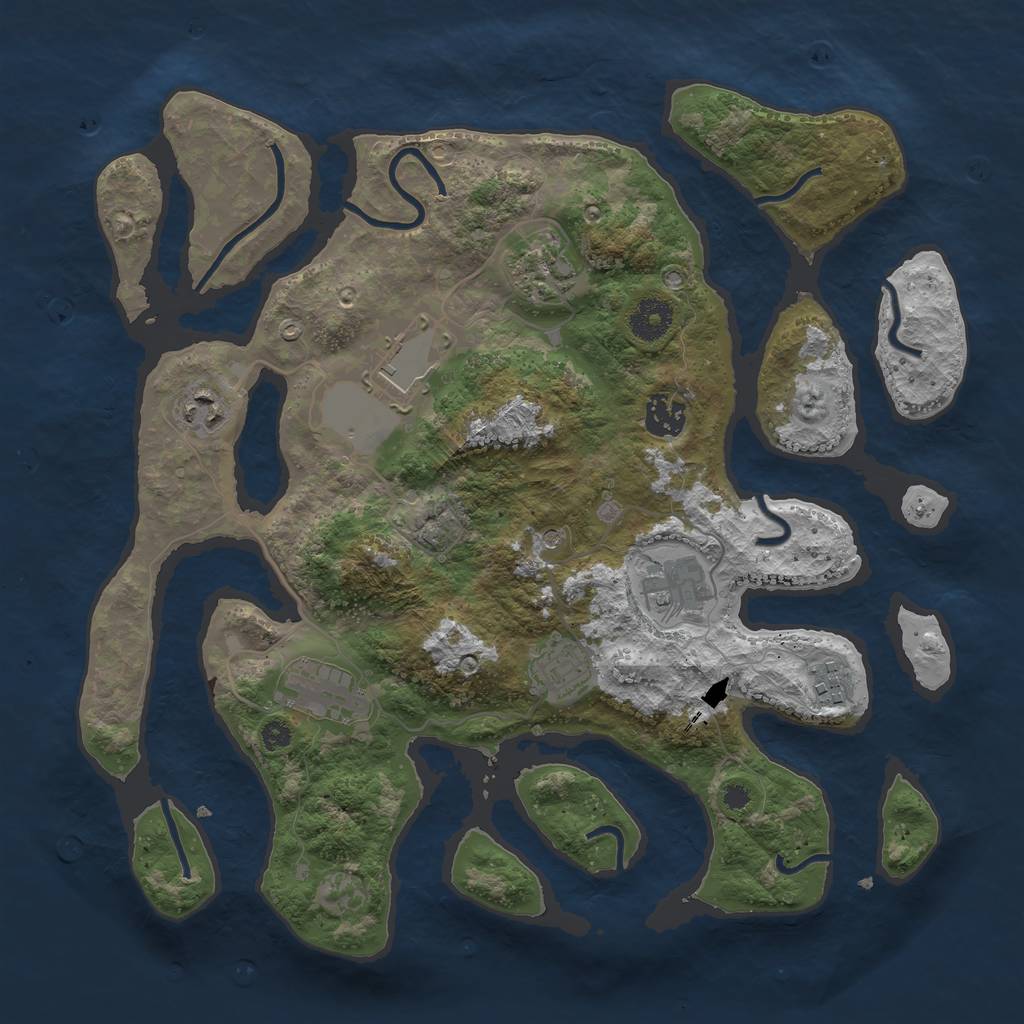 Rust Map: Procedural Map, Size: 3600, Seed: 2346324, 11 Monuments