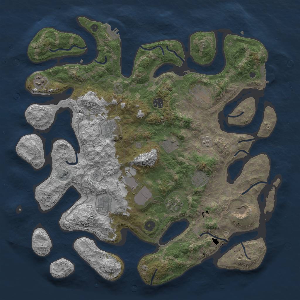 Rust Map: Procedural Map, Size: 4300, Seed: 636351624, 16 Monuments