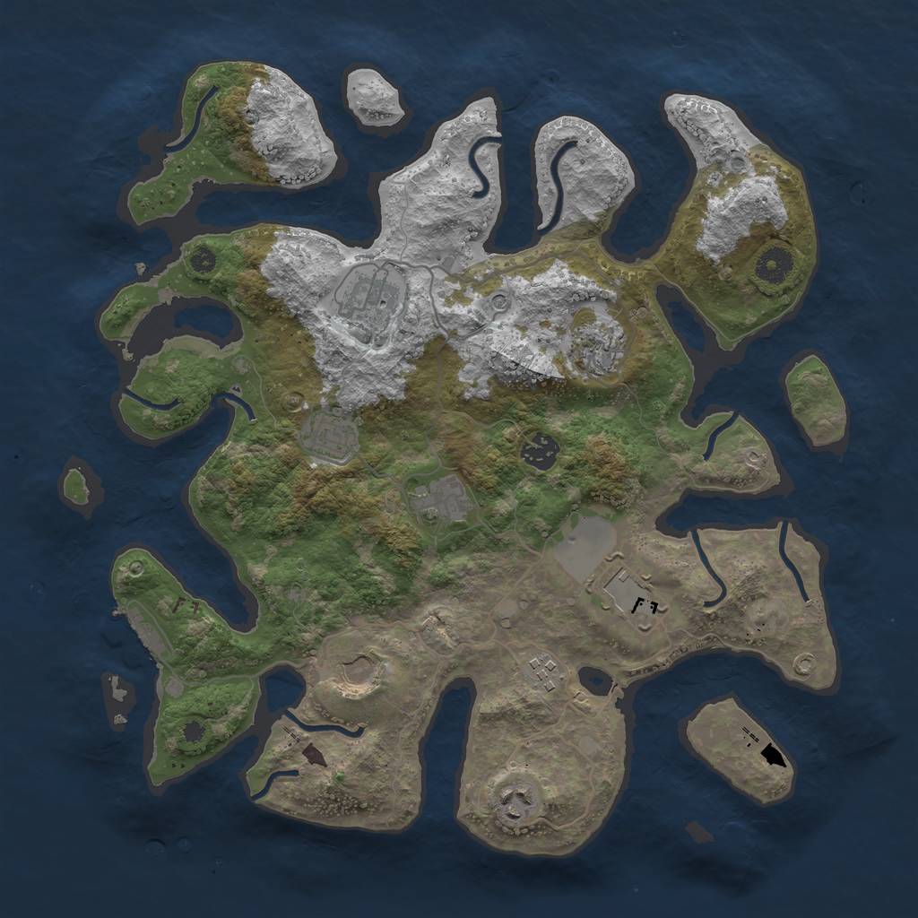 Rust Map: Procedural Map, Size: 3800, Seed: 160721, 13 Monuments