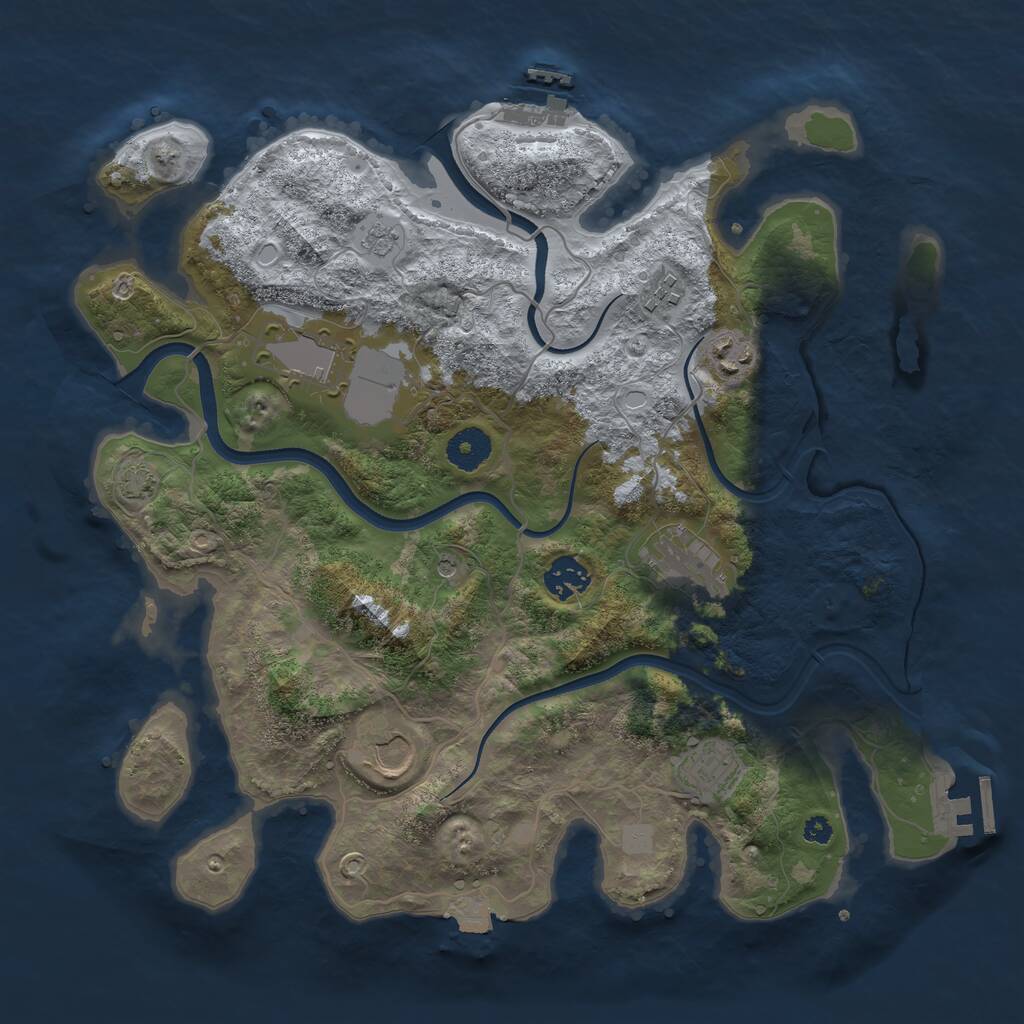 Rust Map: Procedural Map, Size: 3600, Seed: 410, 13 Monuments