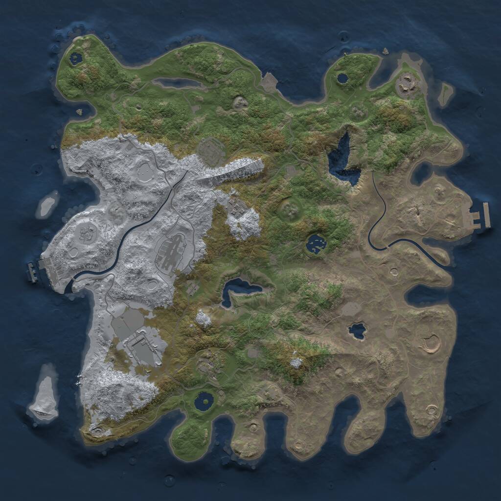 Rust Map: Procedural Map, Size: 4000, Seed: 142383244, 14 Monuments