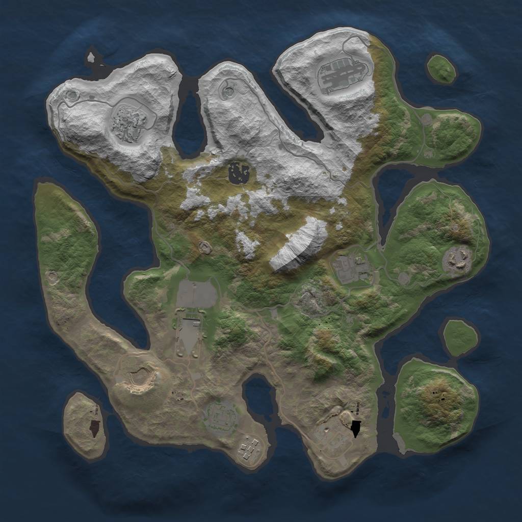 Rust Map: Barren, Size: 3500, Seed: 1221362942, 13 Monuments
