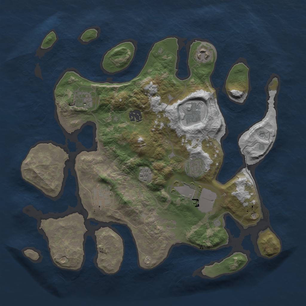 Rust Map: Barren, Size: 3500, Seed: 412673, 11 Monuments