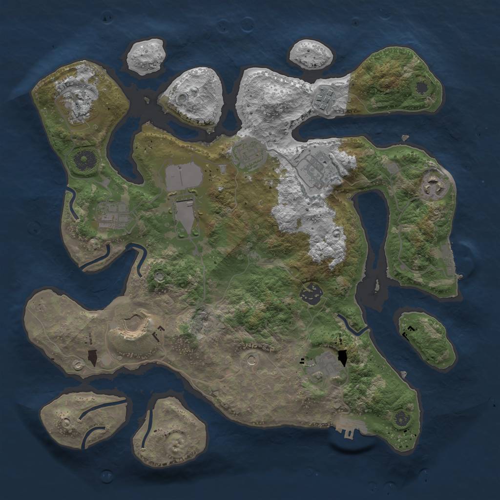 Rust Map: Procedural Map, Size: 3500, Seed: 1735346555, 15 Monuments