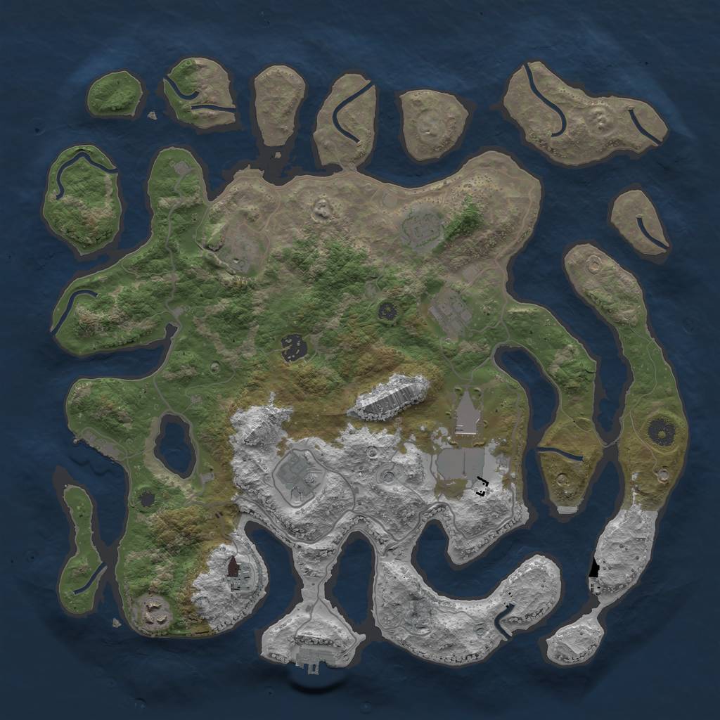 Rust Map: Procedural Map, Size: 4000, Seed: 1477, 13 Monuments