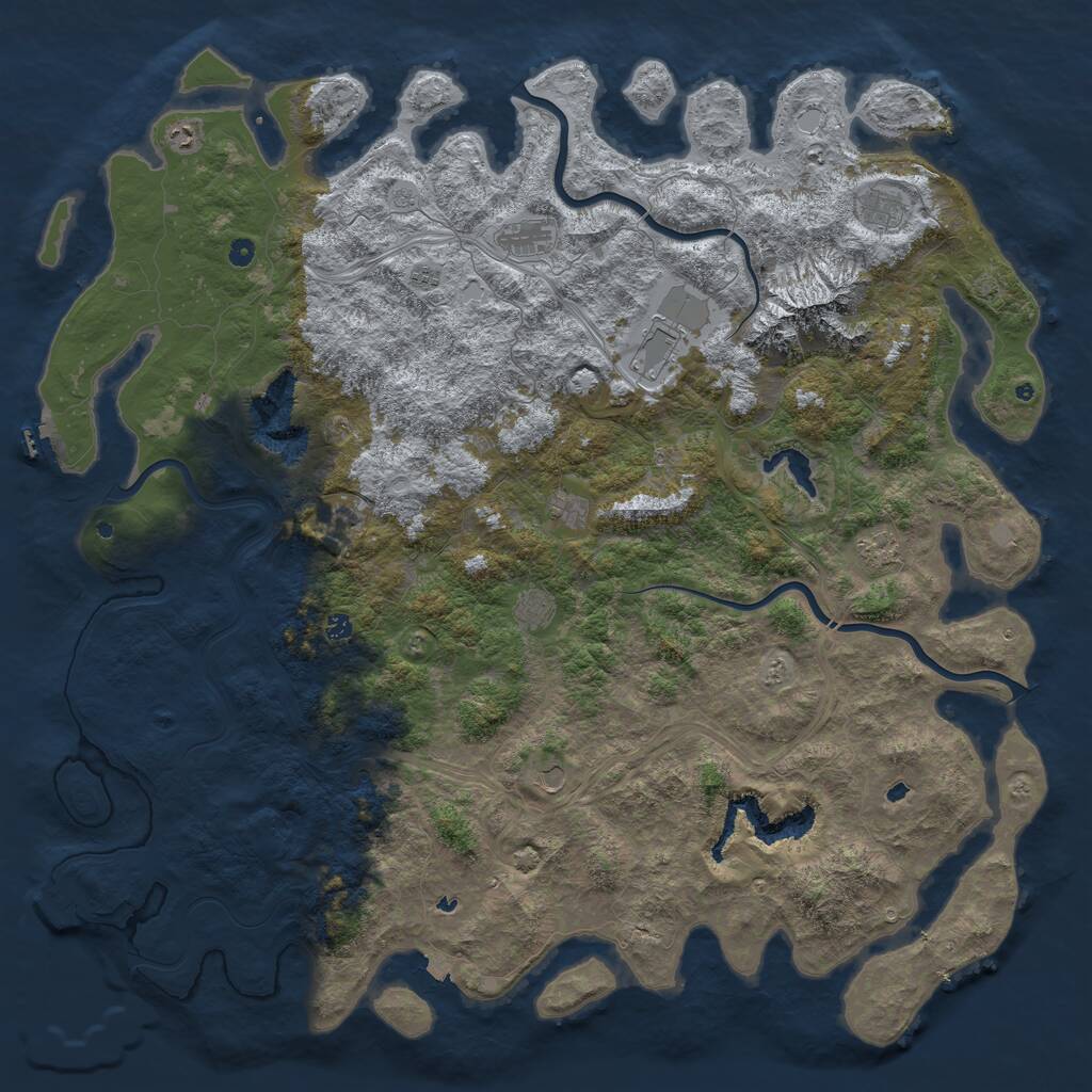 Rust Map: Procedural Map, Size: 6000, Seed: 523697, 17 Monuments