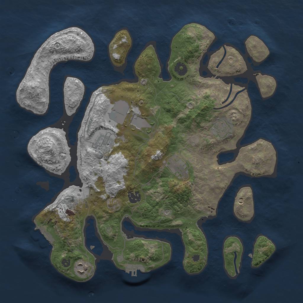 Rust Map: Procedural Map, Size: 3500, Seed: 545454, 11 Monuments