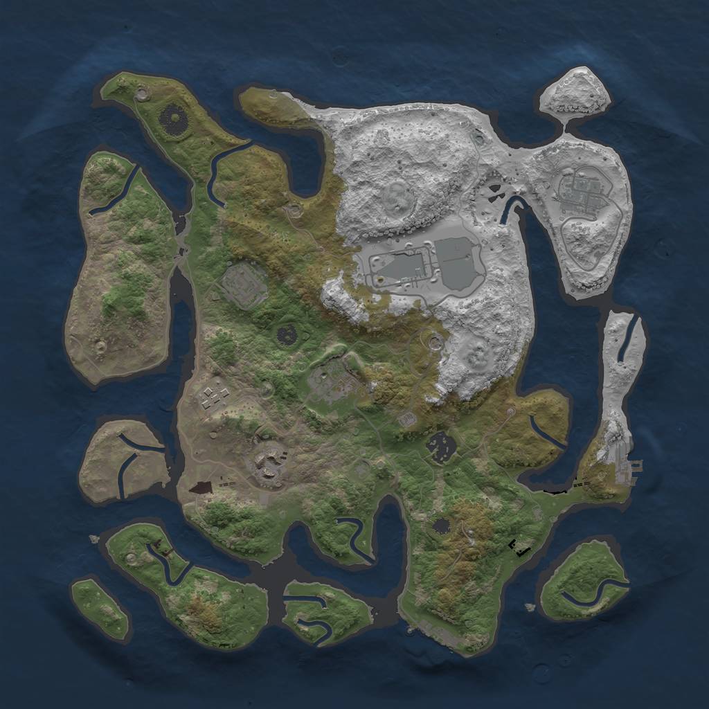 Rust Map: Procedural Map, Size: 3600, Seed: 610, 12 Monuments