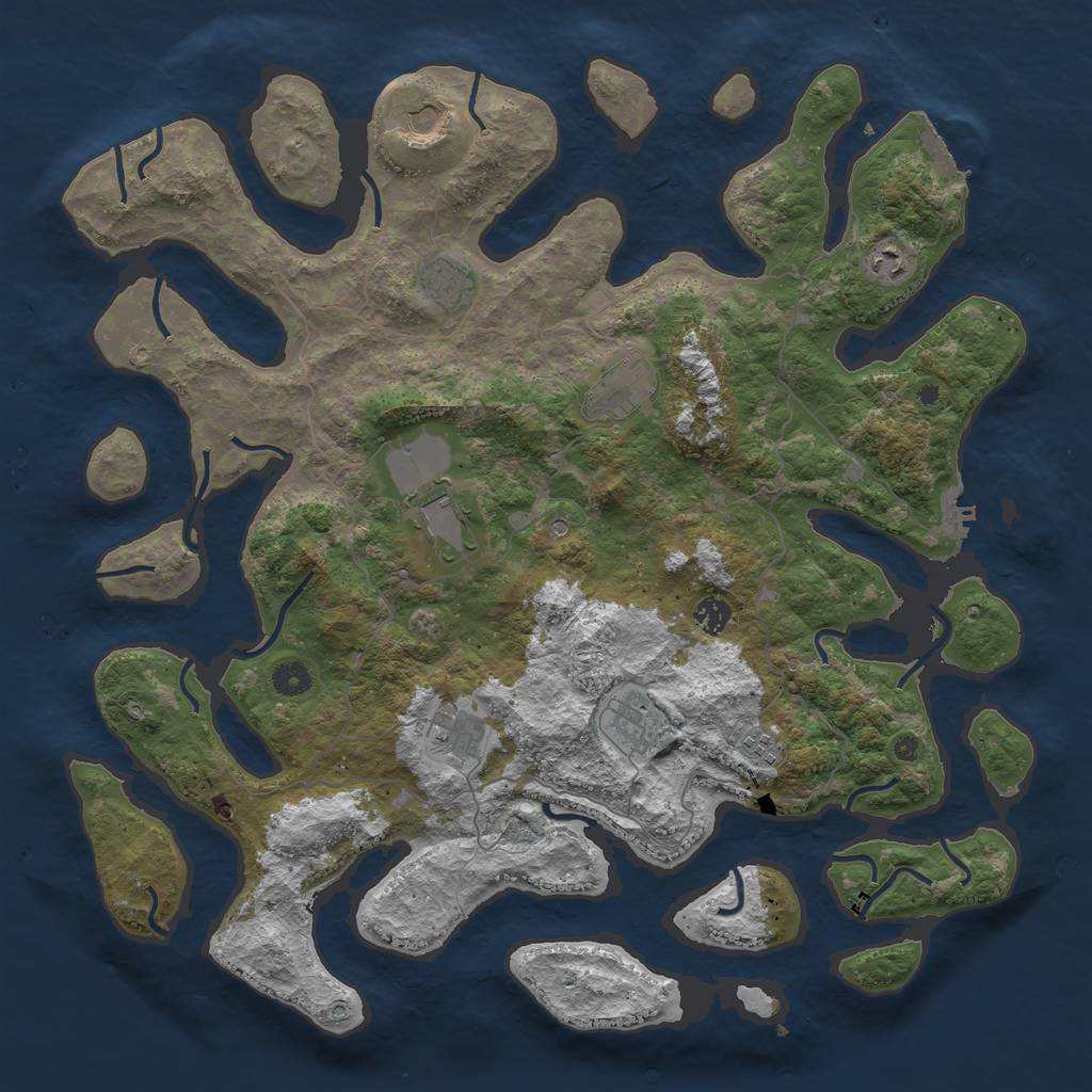 Rust Map: Procedural Map, Size: 4500, Seed: 4197, 14 Monuments