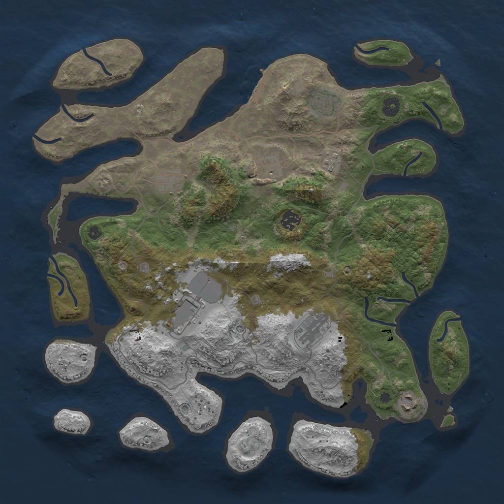 Rust Map: Procedural Map, Size: 4000, Seed: 880770308, 12 Monuments