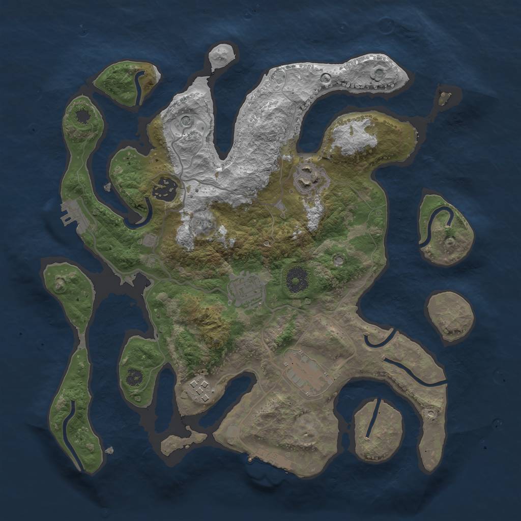 Rust Map: Procedural Map, Size: 3200, Seed: 48555, 10 Monuments