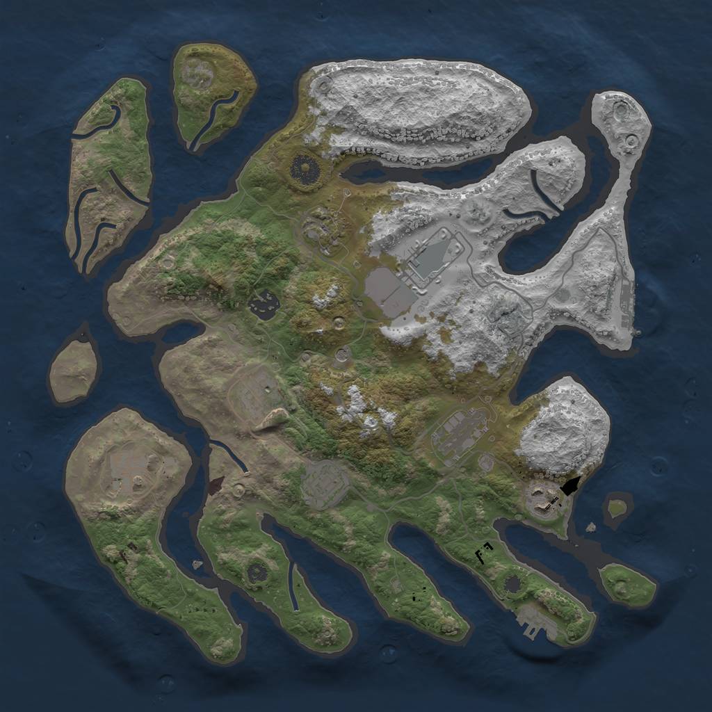 Rust Map: Procedural Map, Size: 3600, Seed: 175878913, 13 Monuments
