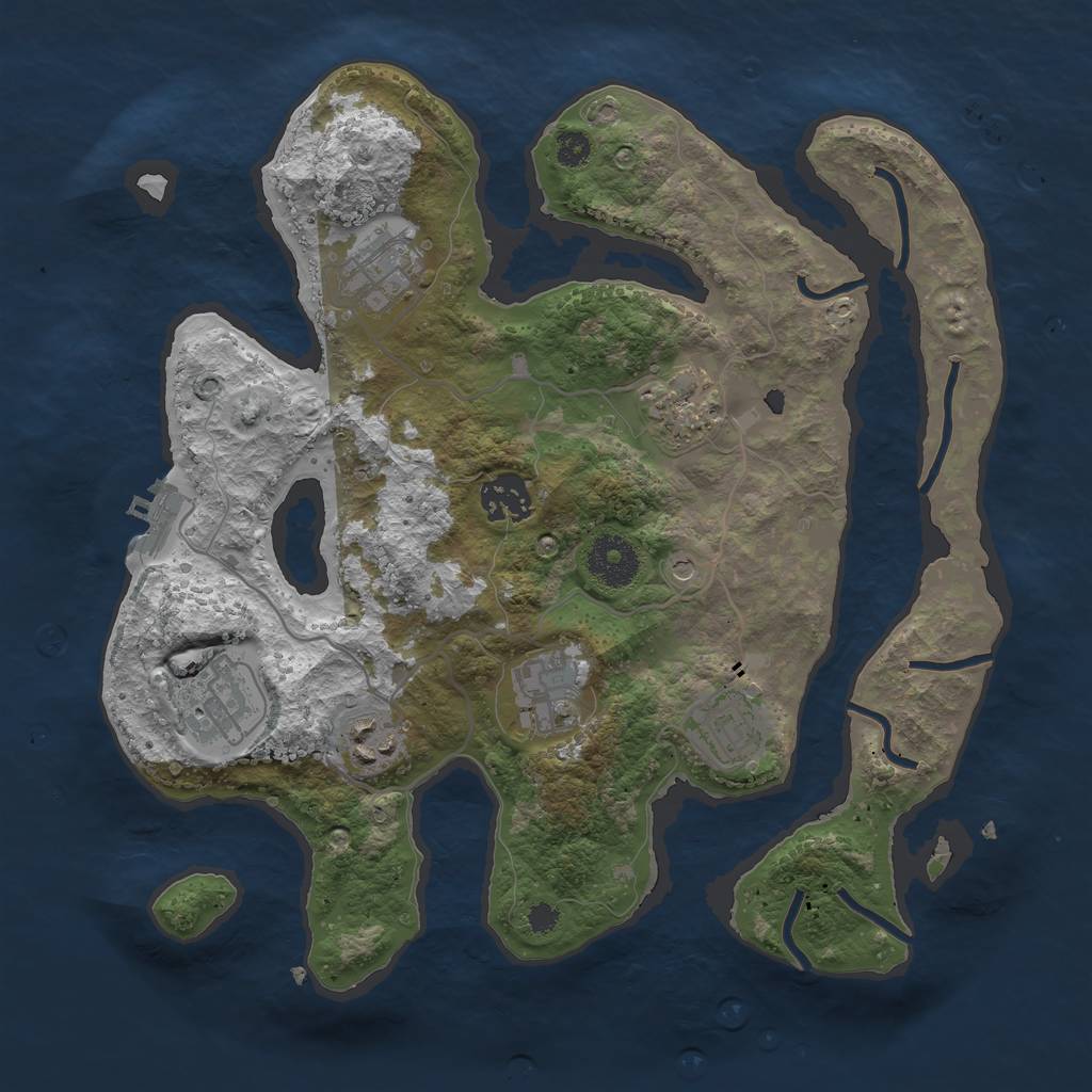 Rust Map: Procedural Map, Size: 3200, Seed: 3200, 11 Monuments