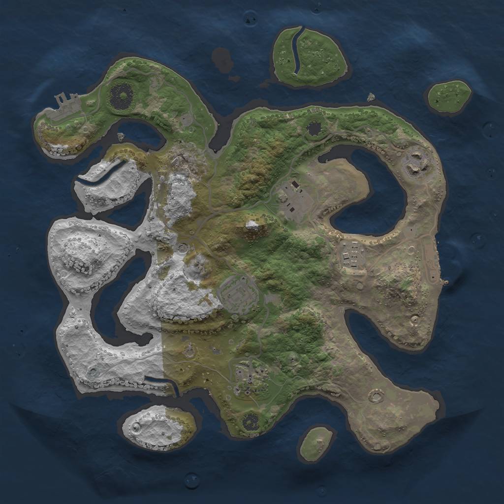 Rust Map: Procedural Map, Size: 3000, Seed: 1111806216, 10 Monuments