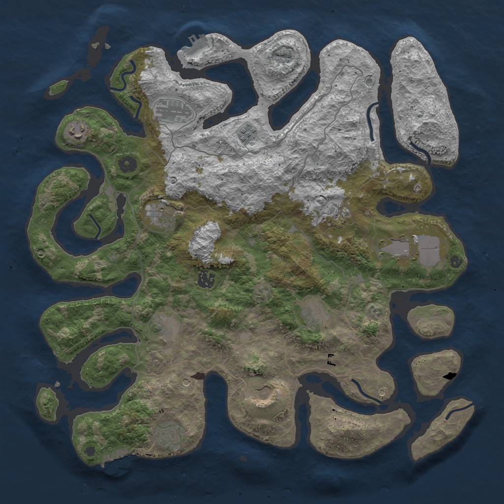 Rust Map: Procedural Map, Size: 4250, Seed: 973920120, 16 Monuments