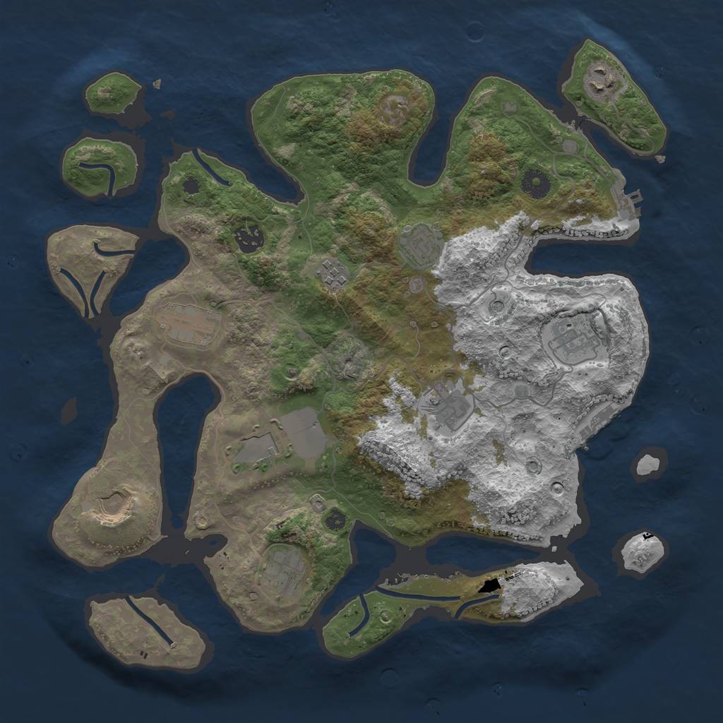 Rust Map: Procedural Map, Size: 3750, Seed: 55901179, 15 Monuments