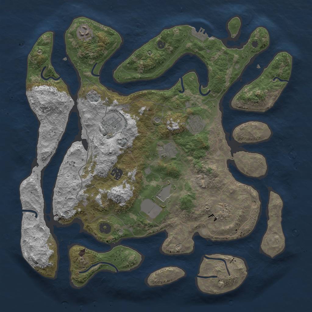 Rust Map: Procedural Map, Size: 4000, Seed: 928374, 12 Monuments