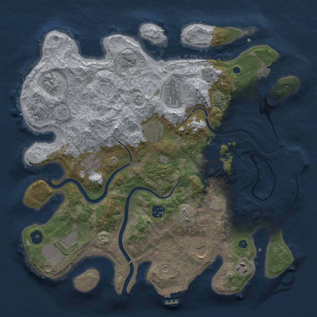 Rust Map: Procedural Map, Size: 3750, Seed: 2118572505, 16 Monuments