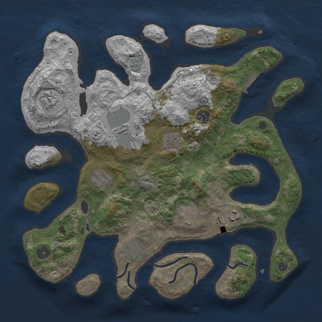 Rust Map: Procedural Map, Size: 3750, Seed: 2118572505, 13 Monuments