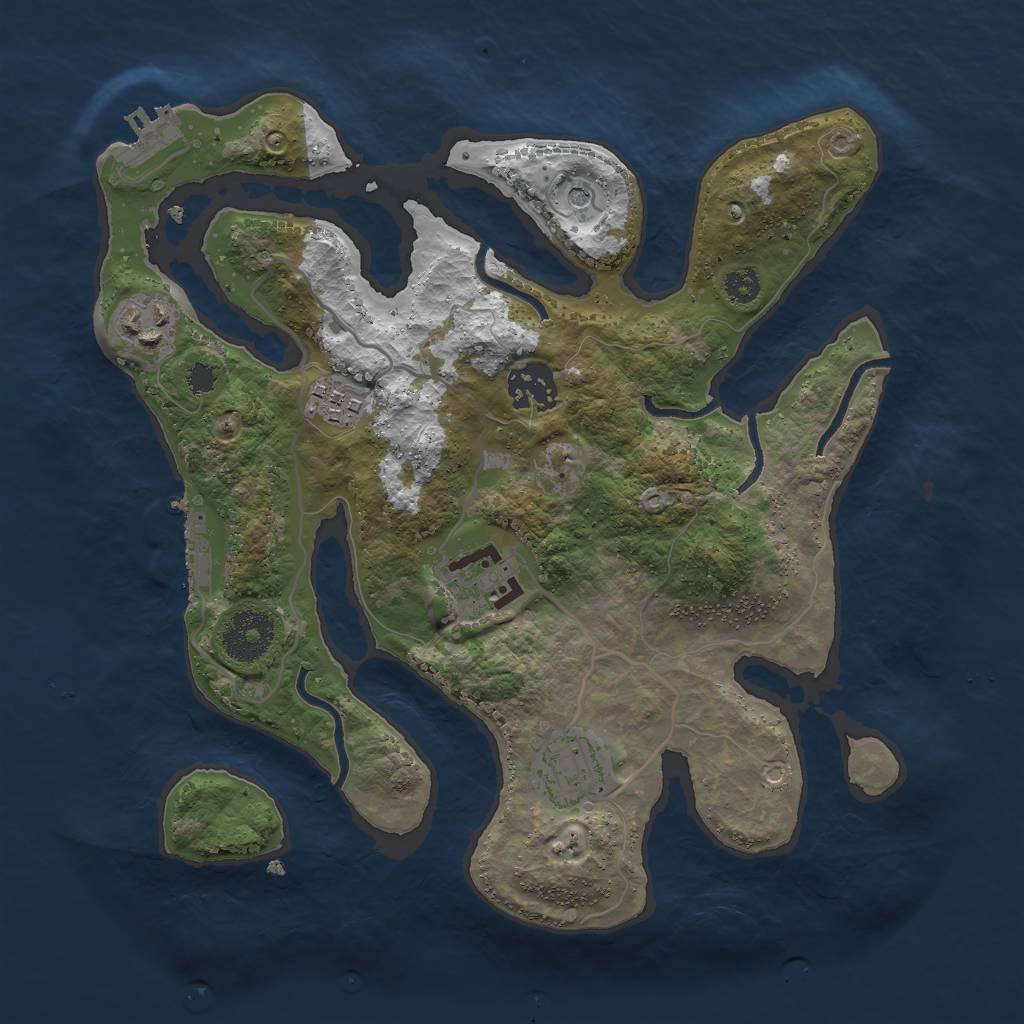 Rust Map: Procedural Map, Size: 3000, Seed: 640077856, 10 Monuments
