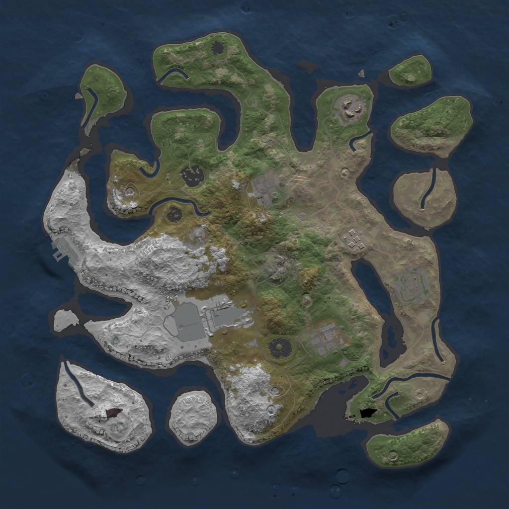 Rust Map: Procedural Map, Size: 3500, Seed: 978451231, 11 Monuments